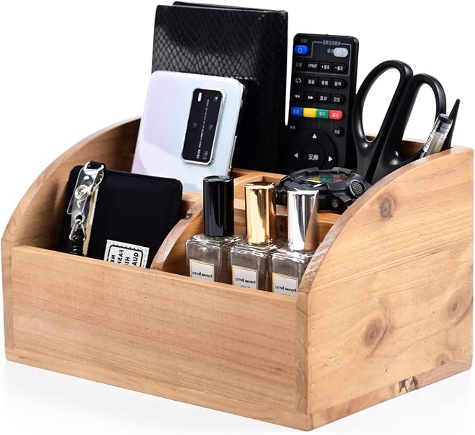 Farmhouse Solid Wooden Mail Sorter Wood Desk Organizer TV Remote Holder Rustic by WelcometoOKSQW