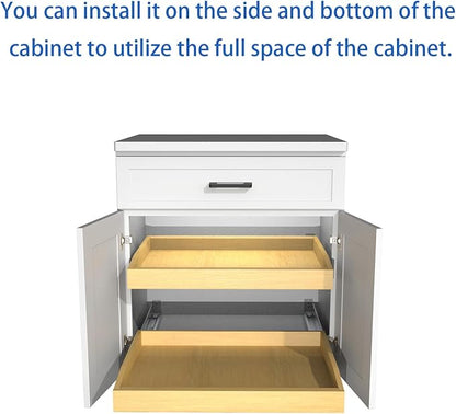 Wooden Pull out Cabinet Organizer 21" W x 21" D x 4.3" H, Heavy Duty Slide Out - Image 4