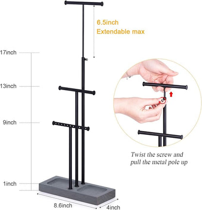 Love-KANKEI Jewelry Organizer Stand Metal & Wood Base and Large Storage - Image 5