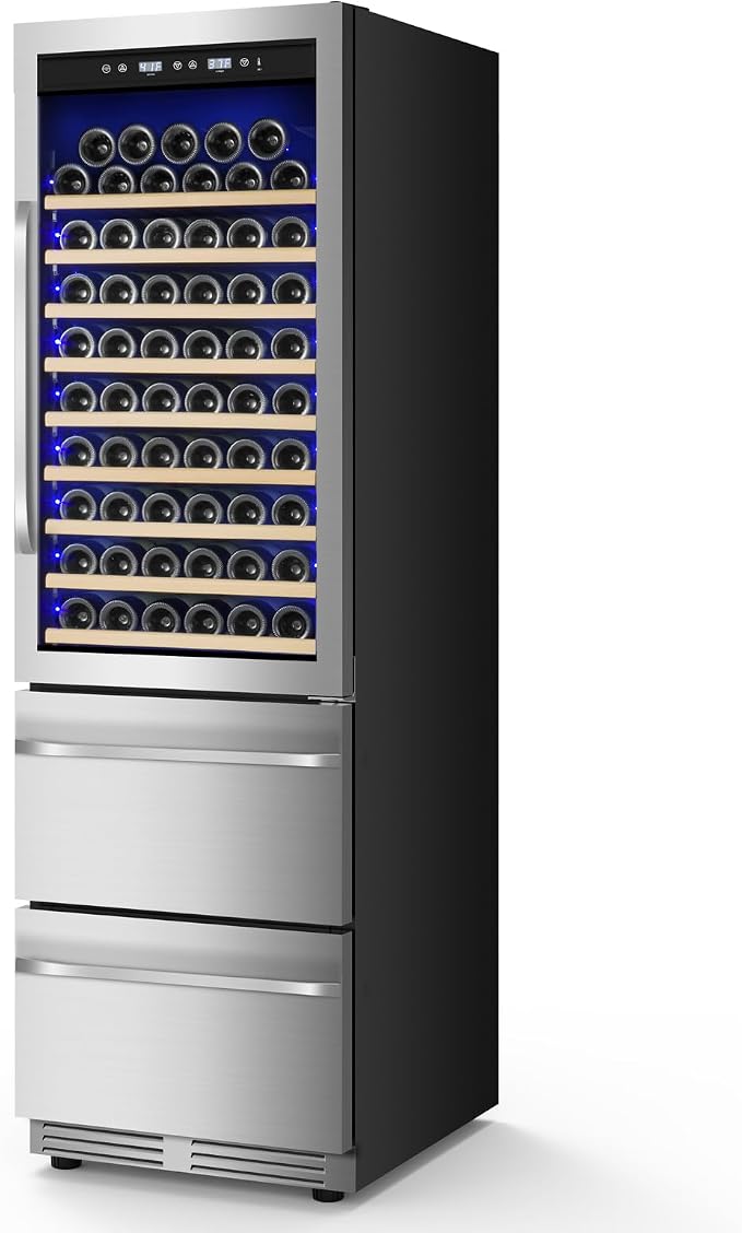 24 Inch Wine and Beverage Refrigerator, 2 IN 1 Dual Zone Drawer Beverage Fridge by Velieta-SpecialistinFridge