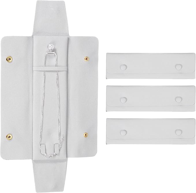 uxcell 3 Pcs Microfiber Necklace Travel Case, Necklace Pouch Storage Bag by uxcell