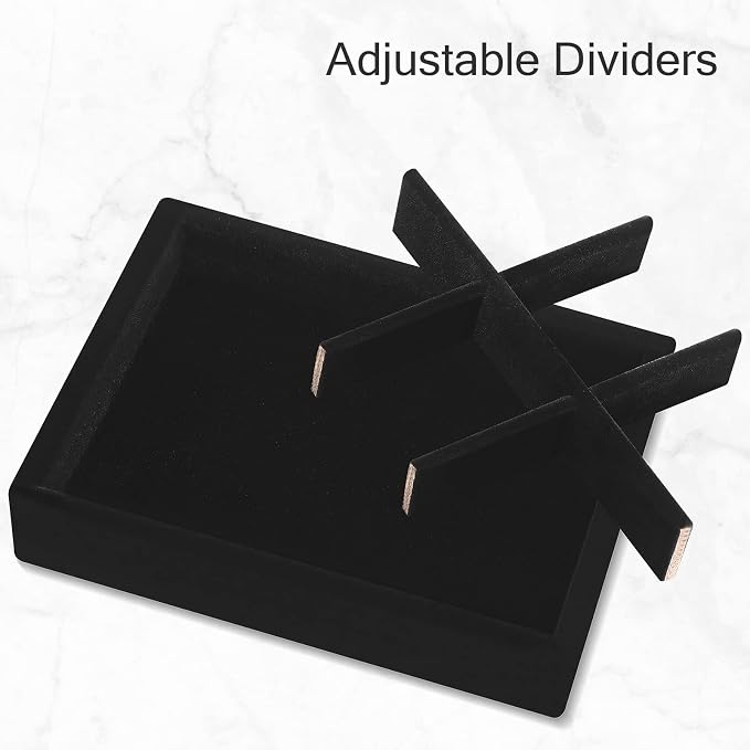 DesignSter Small Jewelry Tray-Ring Organizer 2PCS Premium Velvet Rings Earrings - Image 5