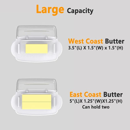 Butter Dish with Lid and Knife, Large Plastic Flip Top Butter Dishes Clear - Image 3