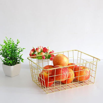 4 Pack Gold Wire Baskets for Organizing Office Wire Storage Basket Gold Metal - Image 7