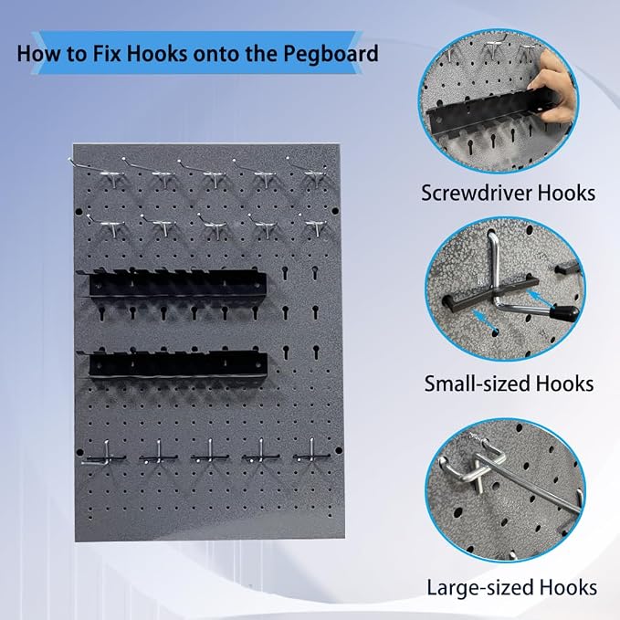 JZD 115 PCS Metal Pegboard Wall Organizer 4 Packs Metal Pegboard Kit 66x24 Inch - Image 4