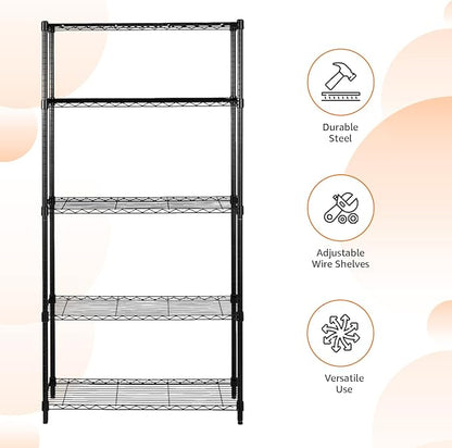 Amazon Basics 5-Shelf Adjustable Heavy Duty Steel Wire Rack Storage Shelving - Image 4
