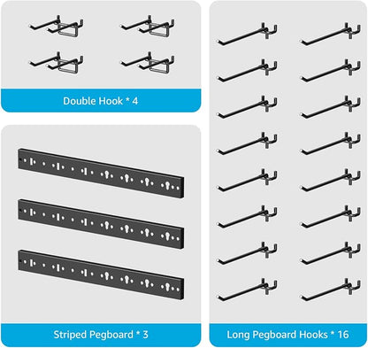 CCCEI 3 Modular Pegboard Strip Storage, Metal Peg Slat Wall Mount - Image 3