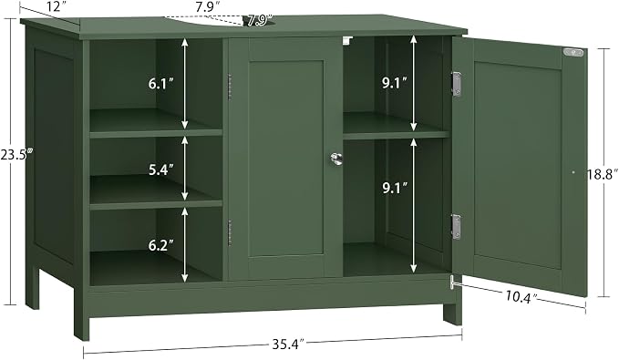 TEENFON 35.4" Pedestal Sink Storage Cabinet - Image 3