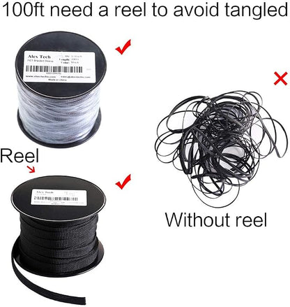 100ft - 1 inch PET Expandable Braided Sleeving – Black – Alex Tech Braided - Image 6