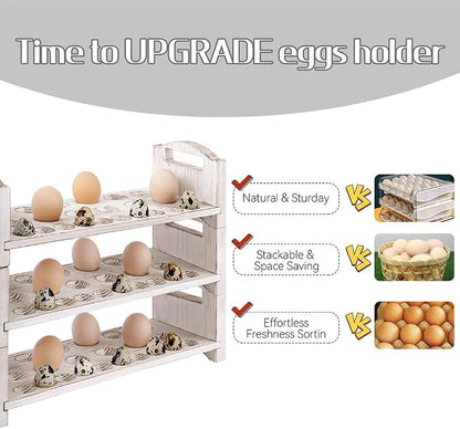Wooden Egg Holder 2 Layer Fresh Egg Rack Holders Countertop Stackable Quail Egg - Image 4