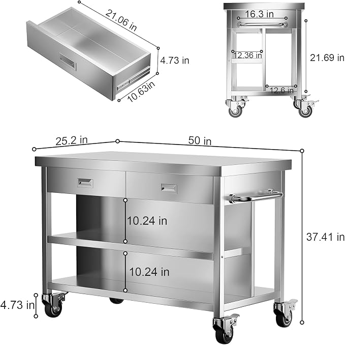 Stainless Steel Kitchen Island - Image 7
