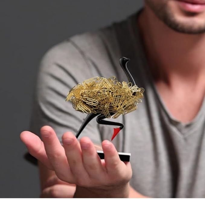 ​​Running Ostrich Magnetic Paper Clip Holder and Jewelry Storage Organizer - Image 3