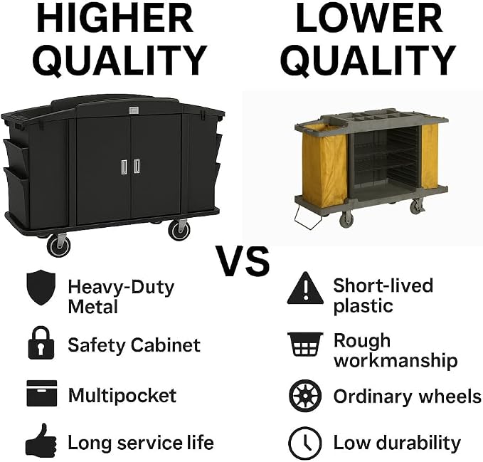 Heavy Duty Metal Housekeeping Janitorial Cart - Image 4