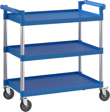 Blue Utility/Bussing Cart with Three Shelves by Krollen+Industrial