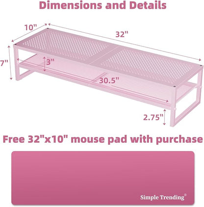 Simple Trending 2 Tier Metal Dual Monitor Stand Riser, Computer Office Desktop - Image 6