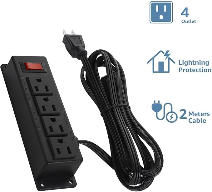 2Pack Wall Mount Power Outlet Strip, 4 Outlet Mountable Power Strip - Image 2