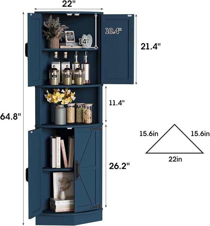 Vabches 64.8" Tall Farmhouse Corner Cabinet - Image 2