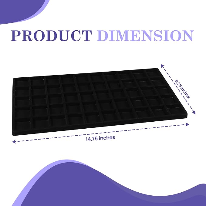 Novel Box 5 Pack 50-Slot Black Liner Jewelry Storage Tray Inserts 14.75x8.25x1 - Image 2
