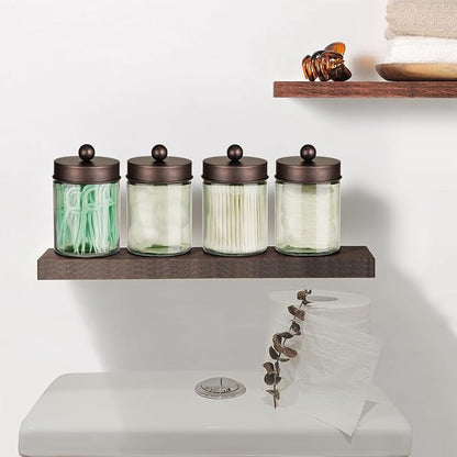 Amolliar Sage Green Qtip Holder, Glass ApothecaryJar Metal Lid & Stickers - Image 4