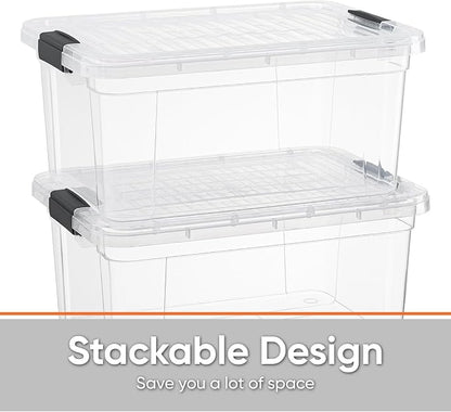 Superio Storage Bins with Lids- 6 Pack, 6.6 Qt Clear Boxes - Image 4
