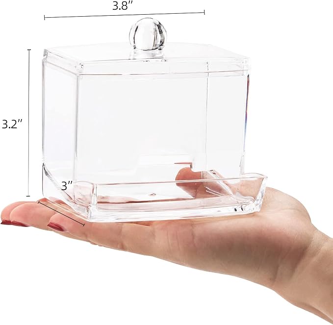 Tbestmax 10oz Qtip Holder Dispenser Big Clear Bathroom Organizer Accessories - Image 2