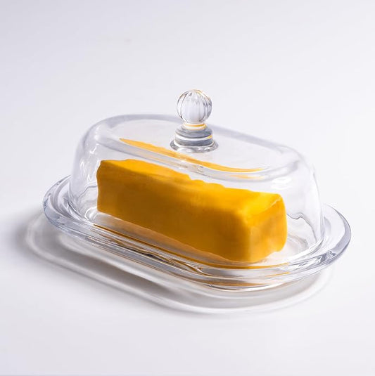 7.5" Large Glass Butter Dish by QIANCHANG