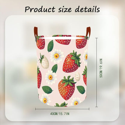 Laundry Baskets 15.7x19.7 Inch Large Strawberry Daisy Design Collapsible - Image 3