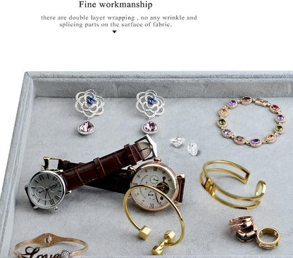 Oirlv Velvet Stackable Jewelry Trays Grids Rings Earrings Bracelet Watch - Image 7