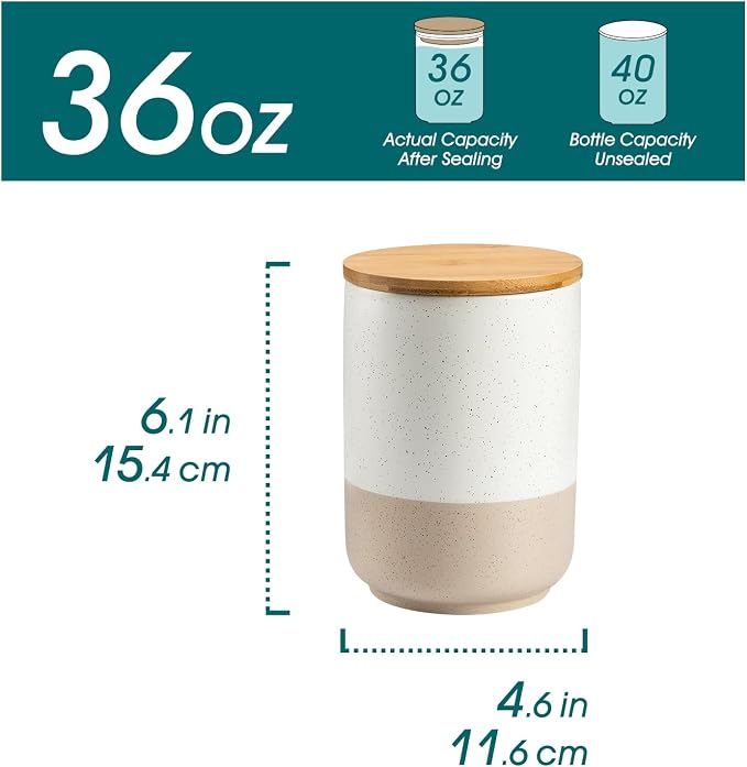 vancasso Sabine Ceramic Canister - 36 oz Kitchen Storage Container - Image 2