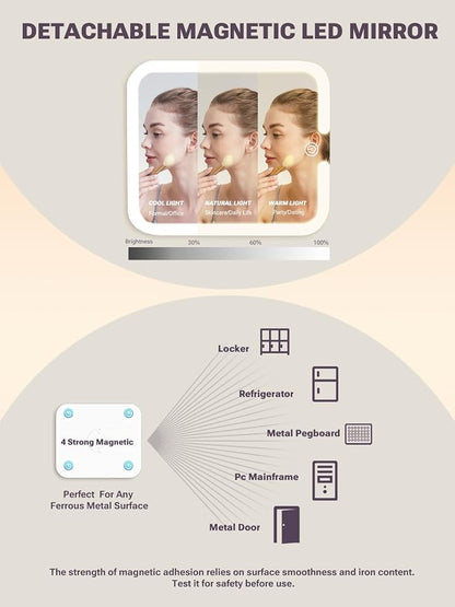 Qislee Makeup Box with Drawer and Four Trays, A Detachable Lighted Mirror - Image 2
