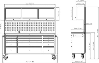 CT Copper Tailor 72-inch Tool Chest Cabinet Rolling Garage Workbench - Image 2