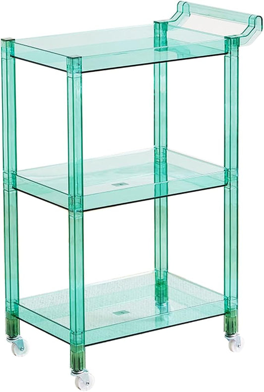 Acrylic Utility Rolling Cart, 3-Tier Clear Acrylic Storage Cart by Dachsy