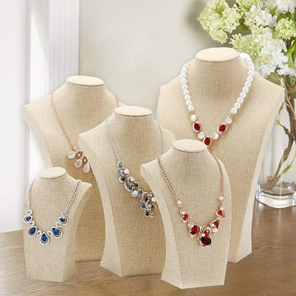 Beige Linen Necklace Display Bust - Image 5