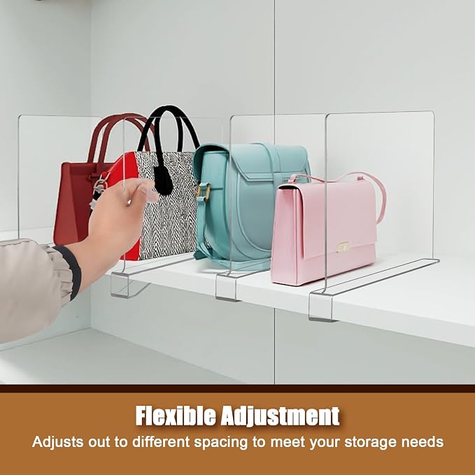 12 Pack Acrylic Shelf Dividers for Closet Organization, Purse Organizers for - Image 4