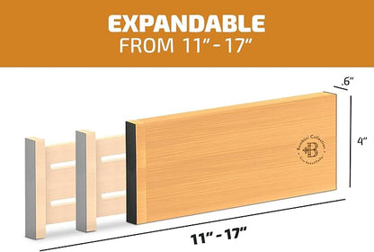 6 Pack Drawer Dividers 4 Inch High, 11”-17" Adjustable Bamboo Organizers Large - Image 2