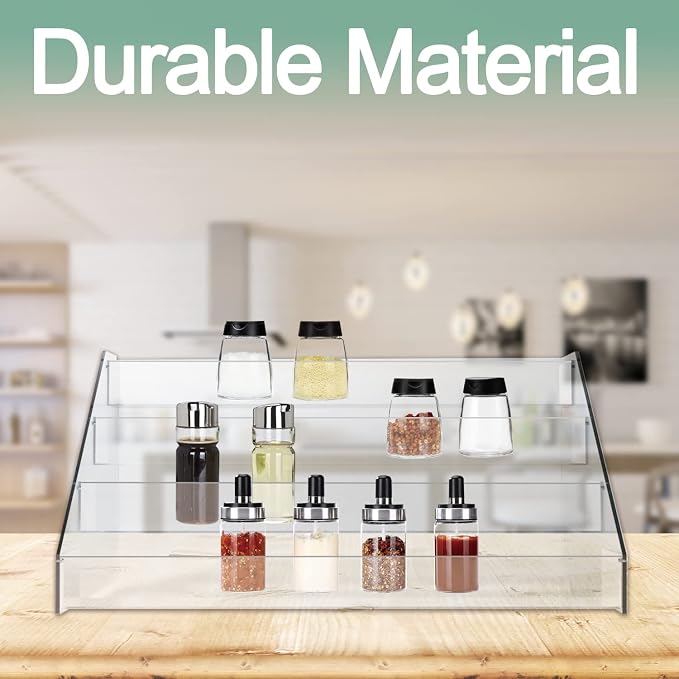 WUIVIUT Spice Rack Organizer For Cabinet, 1 4/5 in/Tier Acrylic Tiered Spice - Image 4