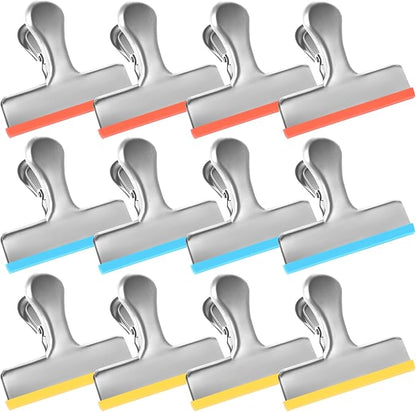 HOUSE AGAIN 12 Small Pack Stainless Steel Chip Bag Clips Covered by HOUSEAGAIN