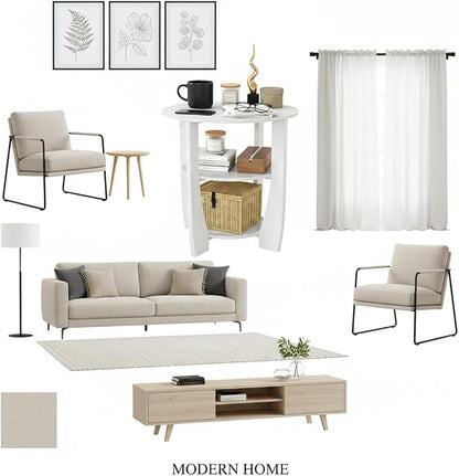 White Round Side Table, 3-Tier End Table - Image 6
