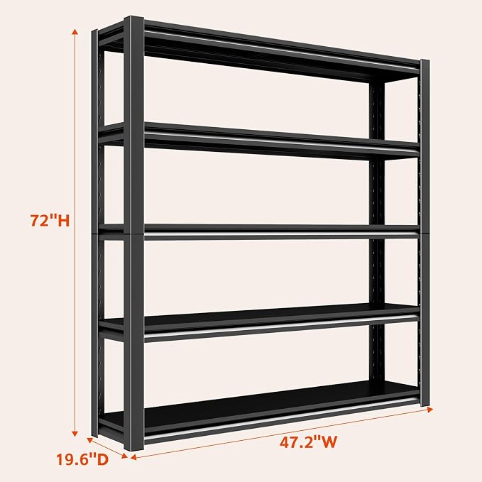 72" H Garage Shelving, Heavy Duty Storage Shelves, 3000LBS Steel Shelving - Image 2