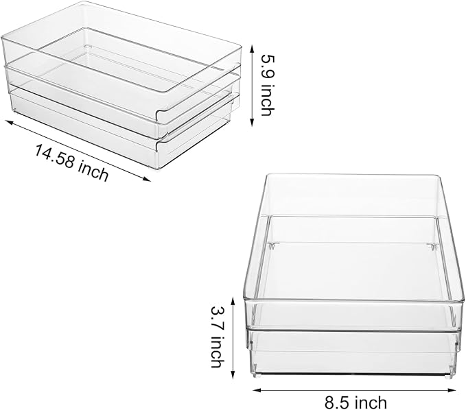 Plastic Storage Bins, 2 Pack Stackable Fridge Organizer Bins, Freezer Storage - Image 2