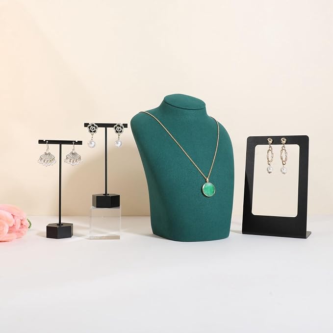 GemeShou Green necklace hanger jewelry organizer, Velvet jewelry stand necklace - Image 4