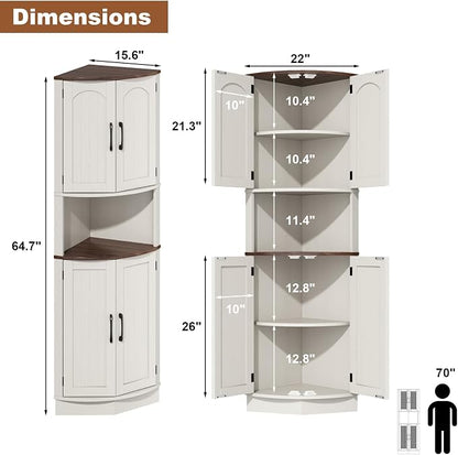 Tall Corner Cabinet, 64.7" Corner Storage Cabinet - Image 2
