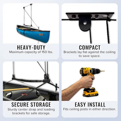StoreYourBoard Ladder Storage Ceiling Pulley System, Garage Mount Hoist - Image 3