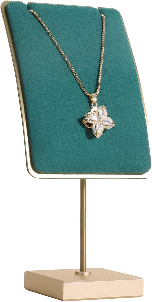 GemeShou Green necklace holder small jewelry stand, Velvet necklace display by GemeShou