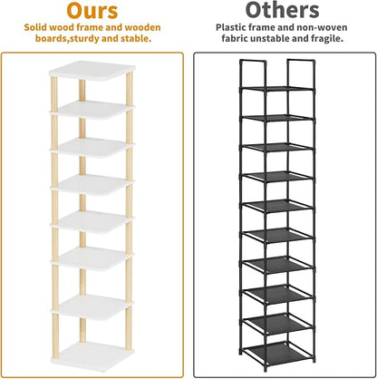 LUCKNOCK Vertical Shoe Rack, 8-Tier Tall Narrow Shoe Organizer - Image 8
