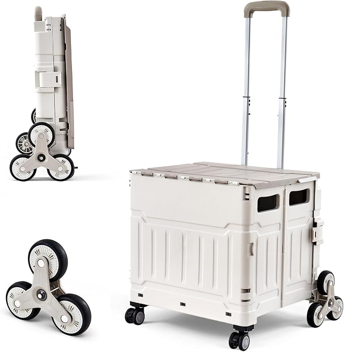 Utility Cart Teacher Cart with Stair Climbing Wheels Foldable Shopping Cart by Unknown