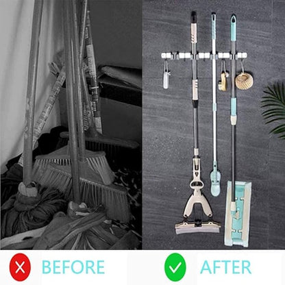 Broom Mop Holder Wall Mount Stainless Steel Tool Hanger Storage Organizer - Image 7