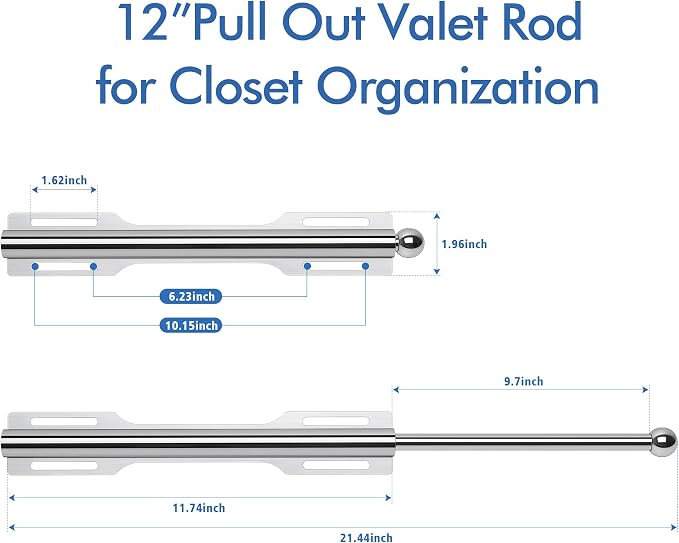FIRJOY 12" Valet Rod for Closet Pull Out - Image 2