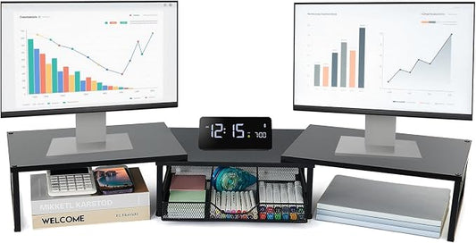 OPNICE Dual Monitor Stand Riser, Desk Organizer by OPNICE