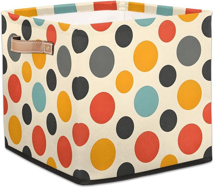 TropicalLife 13x13x13 Inch Large Fabric Storage Cube Vintage Polka Dots by TropicalLife